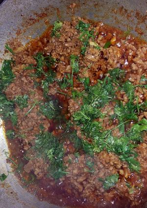 A picture of Mom's Kheema Masala (Minced Meat).