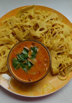 Foto resep Ragit (roti jala kuah kari) khas palembang