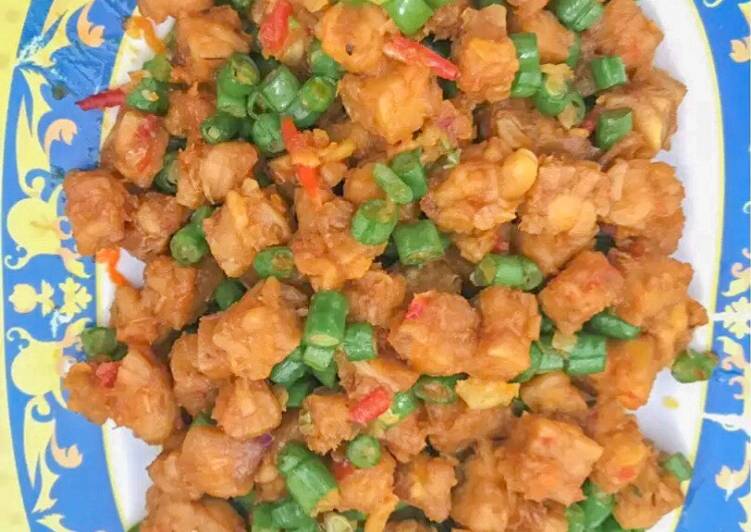 Tumis tempe kacang panjang