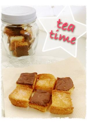 A picture of Easy Baked Sandwich Bread Rusk in the Toaster Oven.