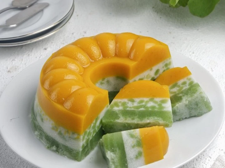 Cara Gampang Membuat Resep Puding Tiga Lapis Sawi Labu Cendol 👌 yang Bikin Ngiler Anti Ribet, Lezat Sekali