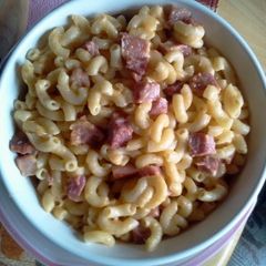 A picture of Cheesy Kickin Ham and cheese Mac!.
