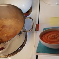 A picture of Curried Carrot Soup from the Nutri Ninja recipe book.