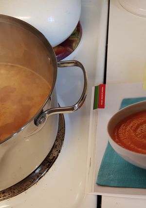 A picture of Curried Carrot Soup from the Nutri Ninja recipe book.
