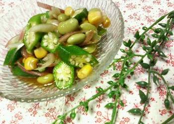 How to Prepare Tasty Side Salad with Edamame Beans Okra and Corn