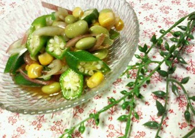 Side Salad with Edamame Beans, Okra and Corn