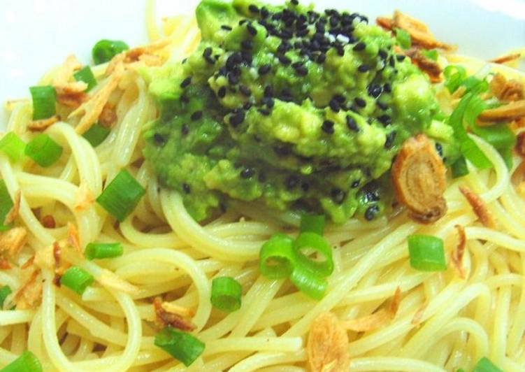 Steps to Prepare Super Quick Homemade Just a Few Dishes to Wash!! Avocado Pasta with Sesame Salt