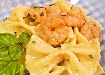 The New Way Making Recipe Farfalle Prawn Cream Sauce Delicious Steady