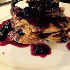 A picture of Healthy Blueberry Protein Pancakes.