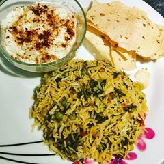 A picture of Methi leaves / fenugreek leaves rice.