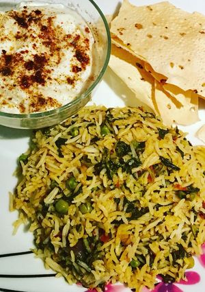 A picture of Methi leaves / fenugreek leaves rice.