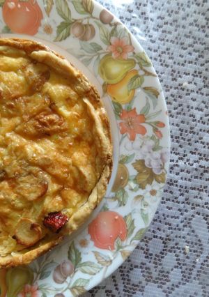 A picture of Three Cheese Sausage Quiche.