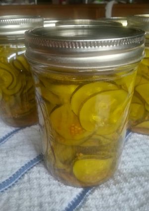 A picture of ★Sweet & Sour Zucchini Pickles. ★.
