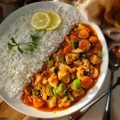 A picture of Orange Sizzling Chicken.