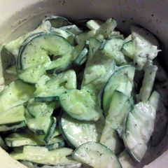 A picture of Brenda's Cucumber Salad.