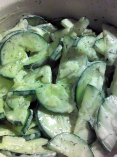 A picture of Brenda's Cucumber Salad.