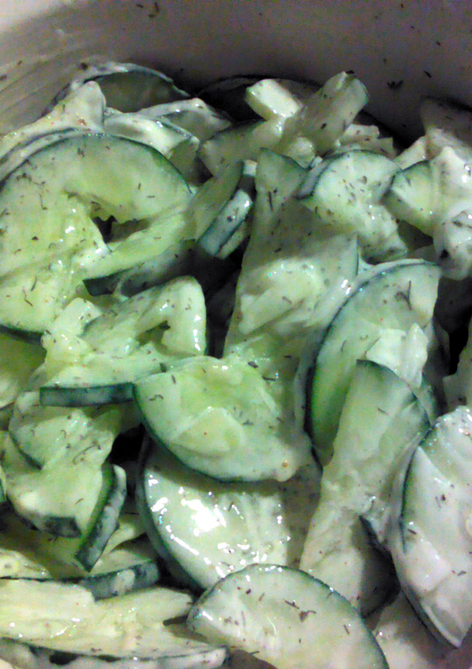 A picture of Brenda's Cucumber Salad.