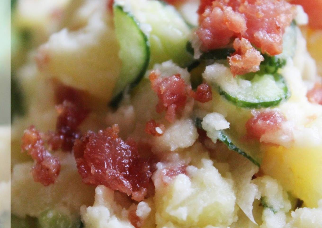 Our family potato salad with crispy bacon