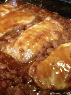 A picture of Dr Pepper Pork with Ranch Beans.