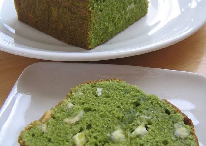 Matcha Milk Pound Cake with White Chocolate