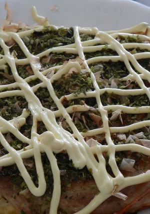 A picture of Steam-Fried and Light and Puffy! My Family's Okonomiyaki.