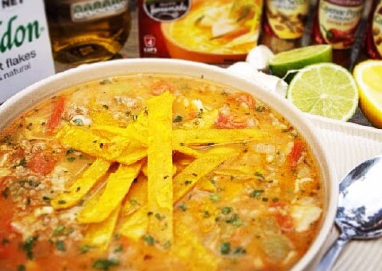 Easiest Way to Make Any-night-of-the-week Mexican Beef, Lime &amp; Tortilla Soup