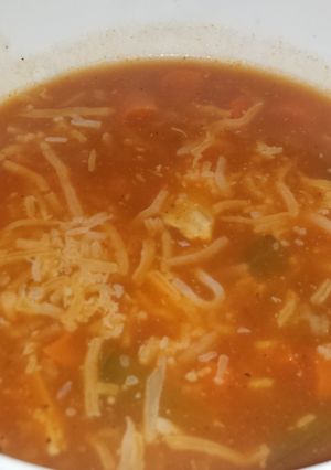 A picture of Southwest chicken and rice soup.