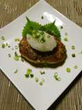 Tofu Hamburger Steaks with Refreshing Grated Daikon Radish on Top