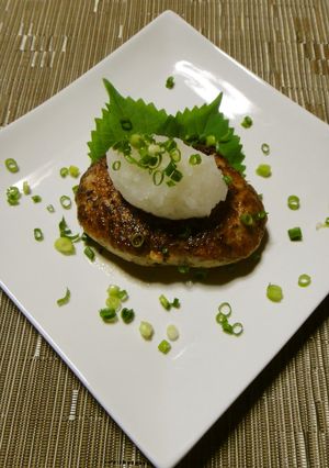 A picture of Tofu Hamburger Steaks with Refreshing Grated Daikon Radish on Top.