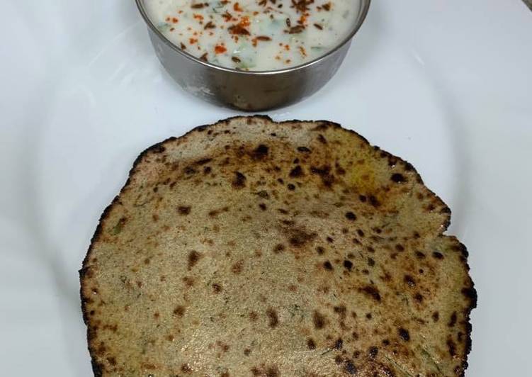 Recipe of Award-winning Methi Garlicky Bajara Roti With Cucumber Raita Fom My Kitchen