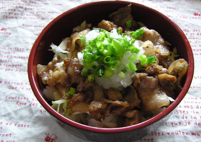 Refreshing Pork Don Rice Bowl with Ponzu Sauce and Grated Daikon Radish