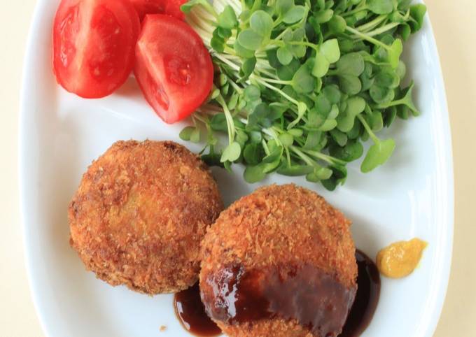 Yummy and Juicy & Deep Fried Ground Meat Patties with Cabbage