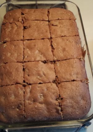 A picture of peanut butter banana Chocolate chip cookie bars.