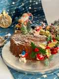 Yule Log (Bûche de Noël) with Chocolate Buttercream