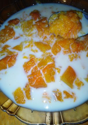 Una foto de Calabaza de casco con leche 😋