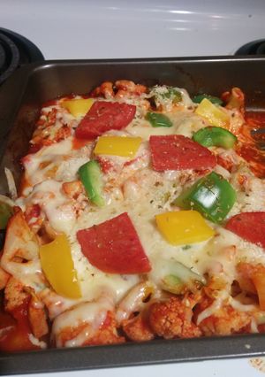 A picture of Cauliflower Pizza Casserole.
