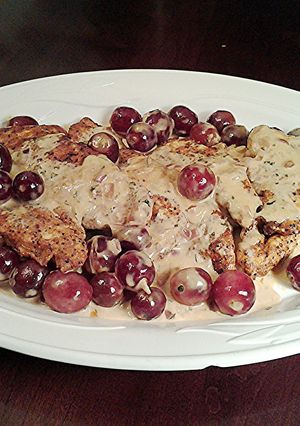 A picture of Chicken with Creamy Grape Sauce.