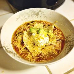 A picture of Simple Amazing Slow Cooker Tortilla Soup.