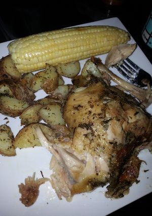 A picture of Rosemary garlic whole chicken.
