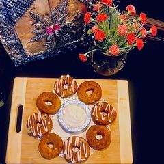 Potatoes and pasta doughnut kabab A picture of Potatoes and pasta doughnut kabab.