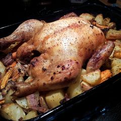 A picture of Lemon Preserved Roasted Chicken with Vegetables.
