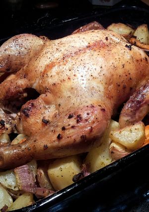 A picture of Lemon Preserved Roasted Chicken with Vegetables.
