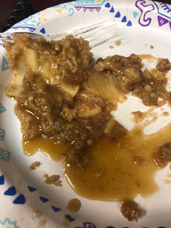 A picture of Apple Crisp with Caramel Sauce.