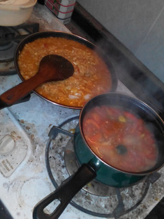 A picture of Risotto with tomato soup🍅.