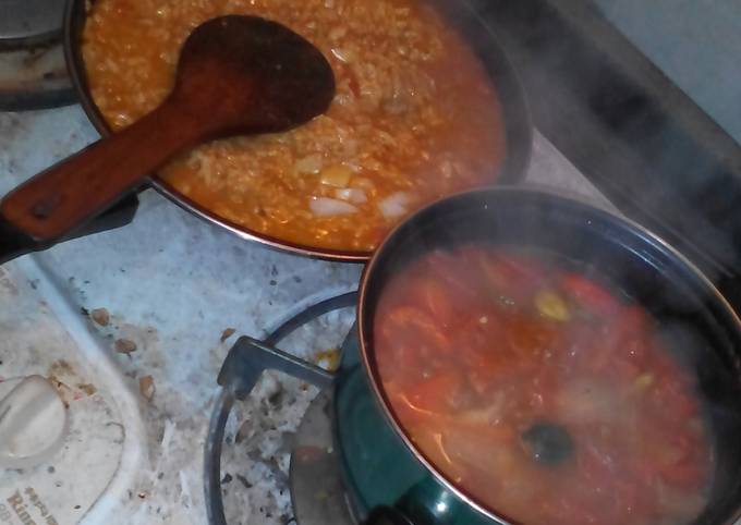 Risotto with tomato soup🍅