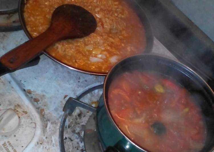 Steps to Prepare Quick Risotto with tomato soup🍅