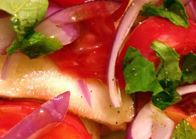 Recipe of Any-night-of-the-week Peach and Heirloom Tomato Salad