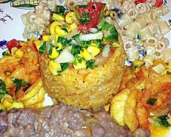 Ultimate Serving Recipe Grilled Shrimp  Rice with A Corn Pico De Gallo Restaurant Style