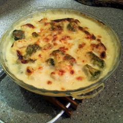 A picture of cauliflower and broccoli cheese bake.
