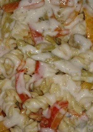 A picture of Chicken Vegetables Pasta.